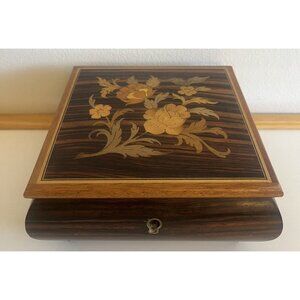 Paturzo Giovanni Music Jewelry Trinket Box from Sorrento Italy w/ Flowers WORKS